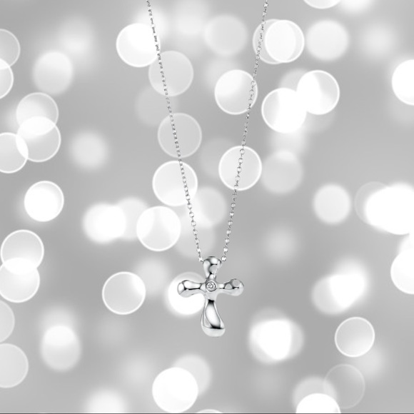 Tiffany & Co. Elsa Peretti Small Diamond Cross Pendant Necklace Silver 925 - Picture 3 of 8